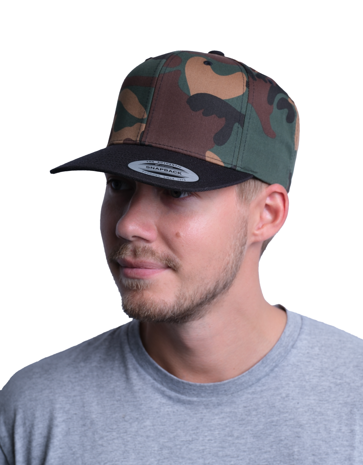 Premium camo/black snapback