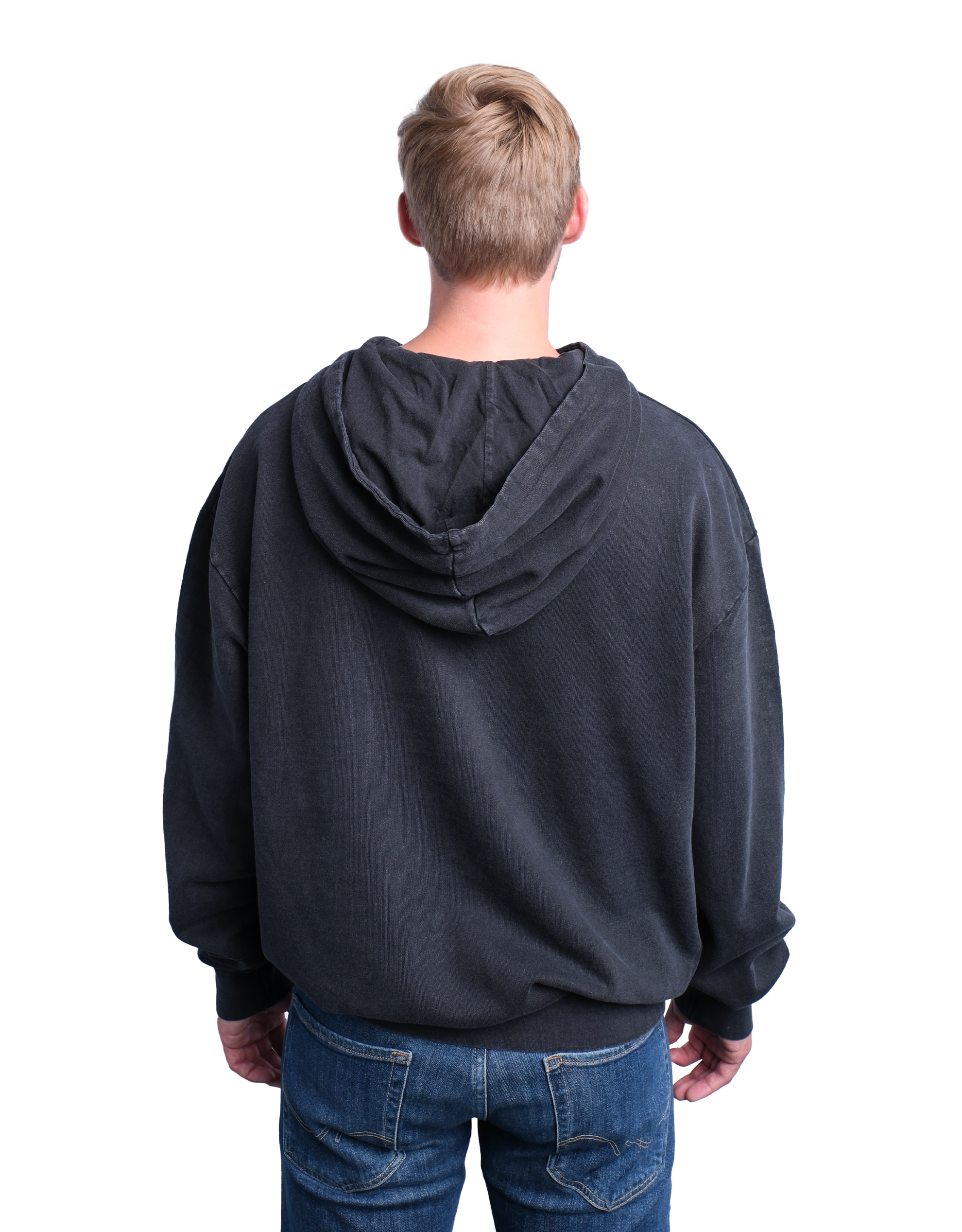Washed hoodie black back model