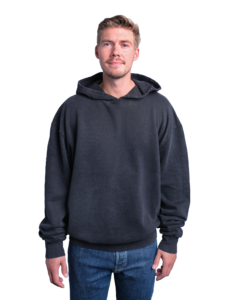 Washed hoodie black front model